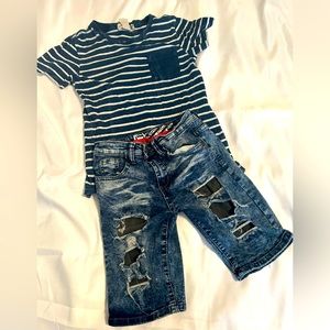 Boys denim short set